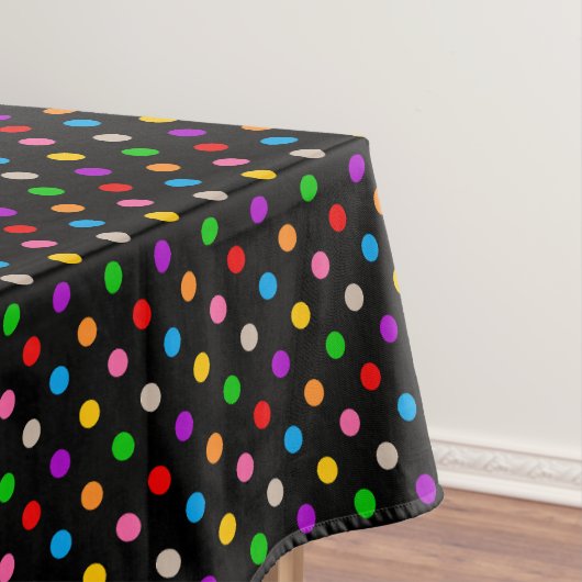Schwarzes farbenfrohes Regenbogen-Punkte-Design  Tischdecke (Beispiel)