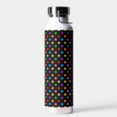 Schwarzes farbenfrohes Regenbogen-Punkte-Design  Trinkflasche (Links)