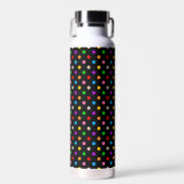 Schwarzes farbenfrohes Regenbogen-Punkte-Design  Trinkflasche (Vorne)