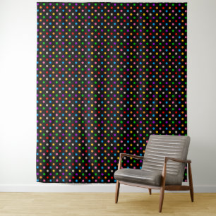 Schwarzes farbenfrohes Regenbogen-Punkte-Design  Wandteppich