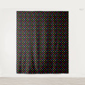 Schwarzes farbenfrohes Regenbogen-Punkte-Design Wandteppich (Vorderseite)