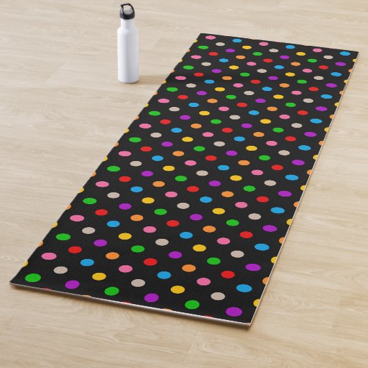 Schwarzes farbenfrohes Regenbogen-Punkte-Design  Yogamatte (Beispiel)