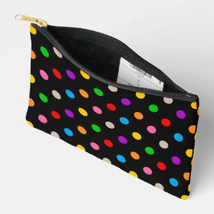 Schwarzes farbenfrohes Regenbogen-Punkte-Design Zubehörtasche