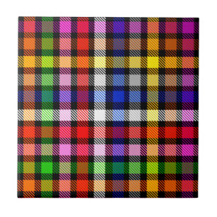 Schwarzes farbenfrohes Twill-Karo-Tartan-Design Fliese