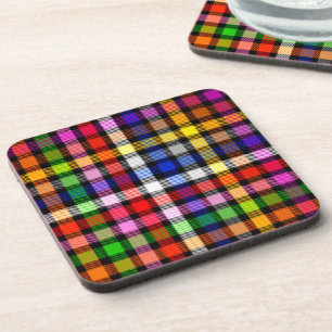 Schwarzes farbenfrohes Twill-Karo-Tartan-Design Getränkeuntersetzer