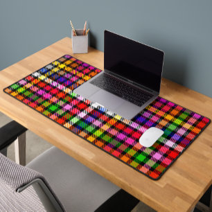 Schwarzes farbenfrohes Twill-Karo-Tartan-Design Schreibtischunterlage
