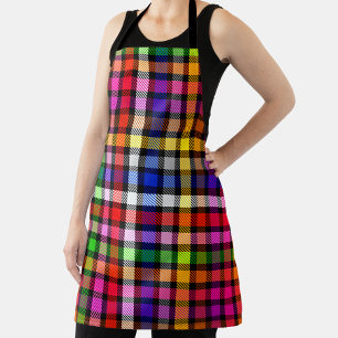 Schwarzes farbenfrohes Twill-Karo-Tartan-Design Schürze