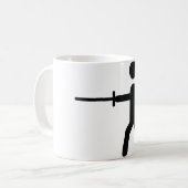 schwarzes fechtendes Symbollogo Kaffeetasse (Vorderseite Links)