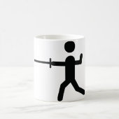 schwarzes fechtendes Symbollogo Kaffeetasse (Mittel)