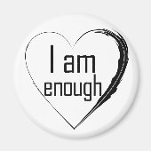 schwarzes Federherz "I am genug" Magnet (Vorne)
