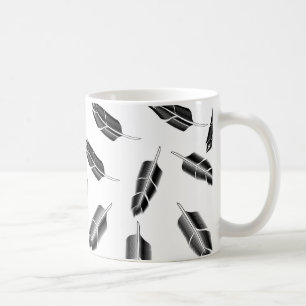 Schwarzes Federmuster Kaffeetasse