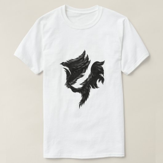 Schwarzes Federpferd – Surreale Schattenform T-Shirt (Design vorne)