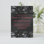 Schwarzes Feier-Party des Spitze-und Einladung (Stehend Vorderseite)