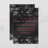 Schwarzes Feier-Party des Spitze-und Einladung (Vorne/Hinten)