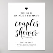 Schwarzes feines Script Paare Dusche Begrüßungszei Poster (Vorne)