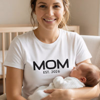 Schwarzes, fettgedrucktes Established Mom T-Shirt