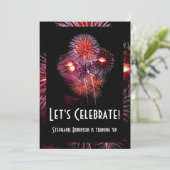 Schwarzes Feuerwerk 30./Geburtstag/Party Einladung (Stehend Vorderseite)