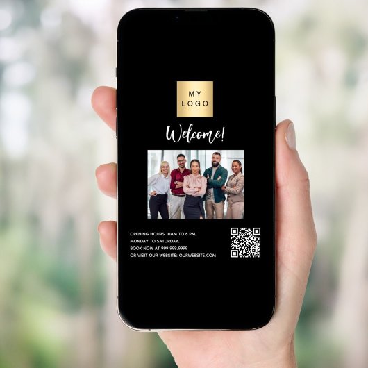 Schwarzes Firmenlogo Foto: QR-Code willkommen Poster