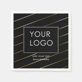 Schwarzes Firmenlogo für gestreifte Unternehmen Serviette