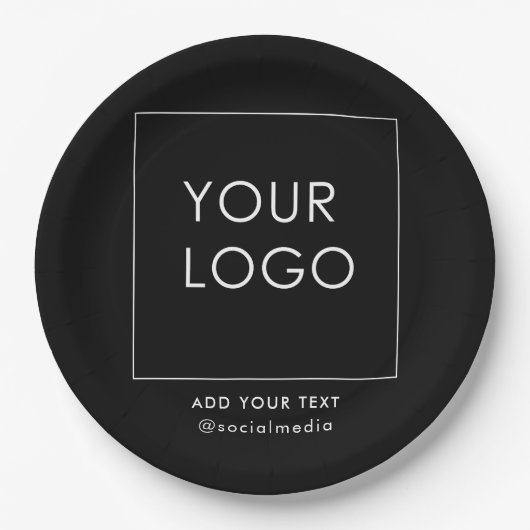 Schwarzes Firmenlogo für moderne Unternehmen Pappteller (Vorderseite)