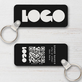 Schwarzes Firmenlogo und QR-Code, horizontaler Fir Schlüsselanhänger