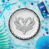 Schwarzes Flachband Silberschwänze Papierplatte Pappteller (Party)