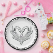 Schwarzes Flachband Silberschwänze Papierplatte Pappteller (Party)