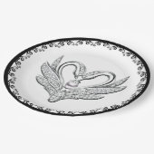 Schwarzes Flachband Silberschwänze Papierplatte Pappteller (Schrägansicht)