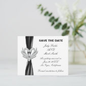 Schwarzes Flachband Silberschwänze Save the Date K Einladung (Stehend Vorderseite)