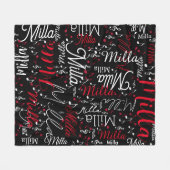 Schwarzes Fleece Blanket mit musikalischen Noten (Vorderseite (Horizontal))