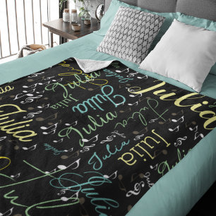 Schwarzes Fleeceblanket mit Farbnamen und Clefs Fleecedecke