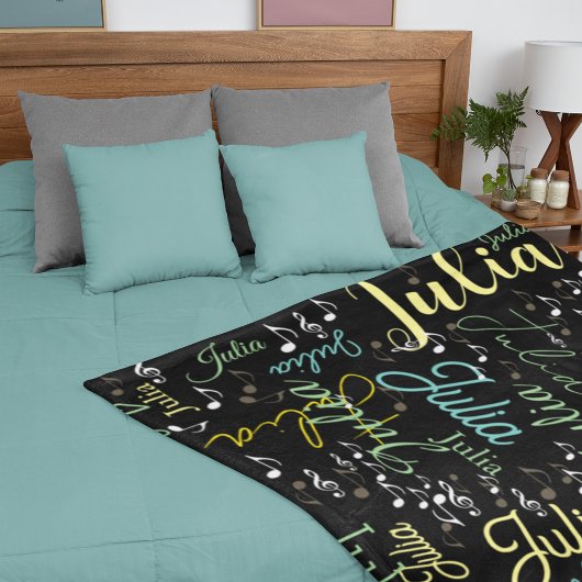 Schwarzes Fleeceblanket mit Farbnamen und Clefs Fleecedecke