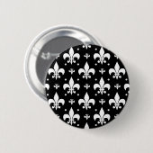 Schwarzes Fleur-de-lis-Muster Button (Vorne & Hinten)