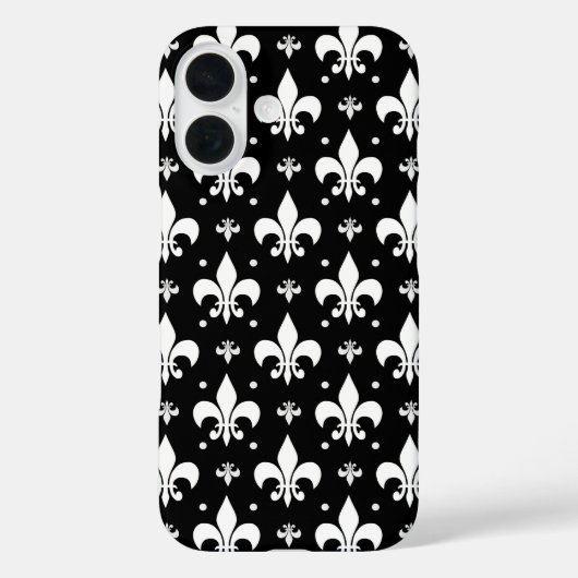 Schwarzes Fleur-de-lis-Muster Case-Mate iPhone Hülle (Rückseite)