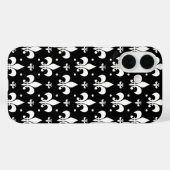 Schwarzes Fleur-de-lis-Muster Case-Mate iPhone Hülle (Rückseite (Horizontal))