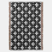 Schwarzes Fleur-de-lis-Muster Decke (Vorderseite Vertikal)