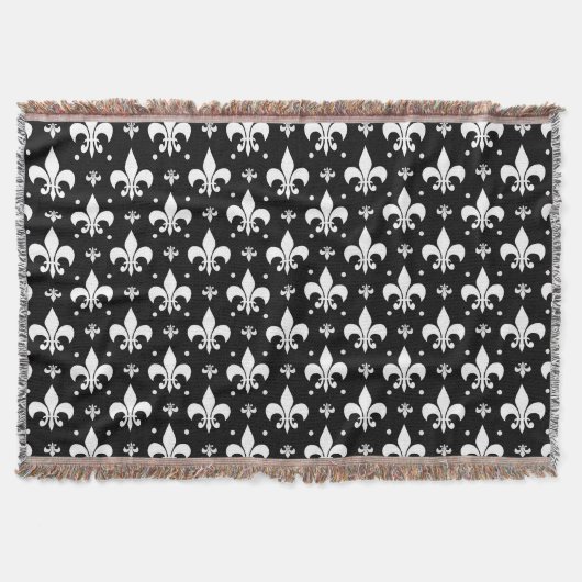 Schwarzes Fleur-de-lis-Muster Decke (Vorderseite)