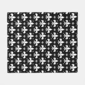 Schwarzes Fleur-de-lis-Muster Fleecedecke (Vorderseite (Horizontal))