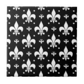Schwarzes Fleur-de-lis-Muster Fliese (Vorderseite)