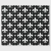 Schwarzes Fleur-de-lis-Muster Geschenkpapier (Flach)