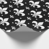Schwarzes Fleur-de-lis-Muster Geschenkpapier (Ecke)