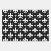 Schwarzes Fleur-de-lis-Muster Geschenkpapier Set (Vorderseite 3)