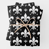 Schwarzes Fleur-de-lis-Muster Geschenkpapier Set (Beispiel)