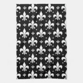Schwarzes Fleur-de-lis-Muster Geschirrtuch (Vertikal)