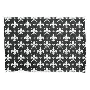 Schwarzes Fleur-de-lis-Muster Kissenbezug