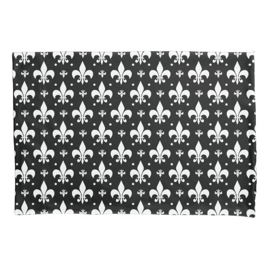 Schwarzes Fleur-de-lis-Muster Kissenbezug (Vorderseite)