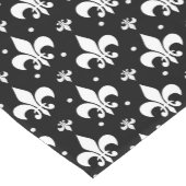 Schwarzes Fleur-de-lis-Muster Kurzer Tischläufer (Ecke)