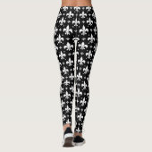 Schwarzes Fleur-de-lis-Muster Leggings (Rückseite)