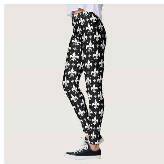 Schwarzes Fleur-de-lis-Muster Leggings