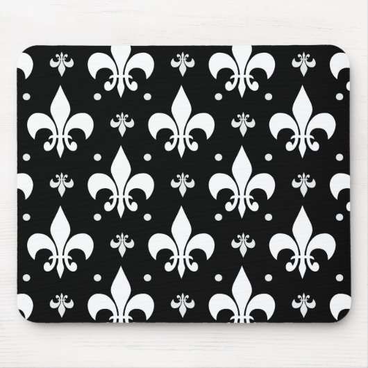 Schwarzes Fleur-de-lis-Muster Mousepad (Vorne)